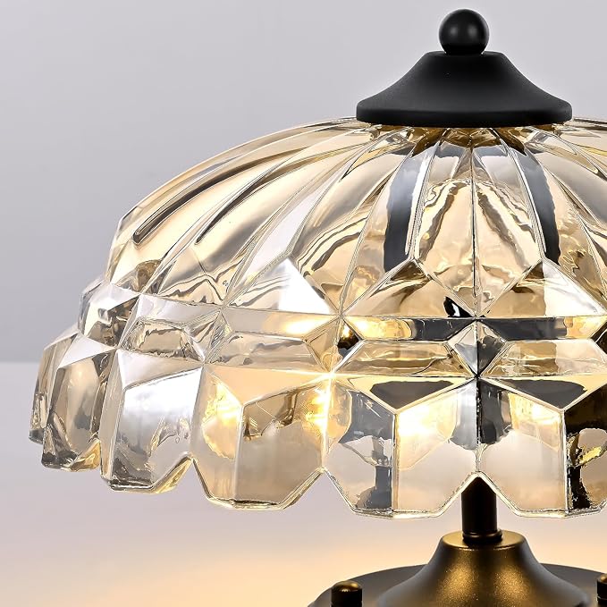 Semi Flush Mount Ceiling Light, 3-Light Kitchen Ceiling Lighting Fixtures with Cognac Glass Lampshade, Gold Modern Chandelier for Living Room Bedroom Hallway