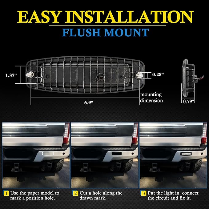 BUNKER INDUST 7" Flush Mount LED Light Pods, 2 Pcs 4800LM Off Road Work Bar Flood Spot Combo Beam Driving Fog Bumper Lights for Truck Golf Cart UTV ATV