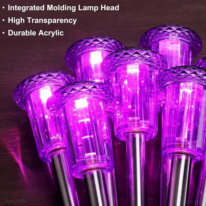 DenicMic Halloween Solar Lights Outdoor 15 Pack Waterproof Purple LED Stainless Steel Stake Outside Lights for Yard Pathway Garden Driveway Walkway Landscape Path Halloween Decorations Outdoor