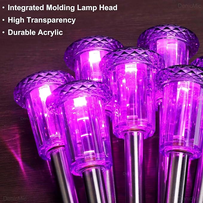 DenicMic Solar Halloween Lights Outdoor 10 Pack Waterproof Outside Lights for Yard Pathway Garden Driveway Walkway Landscape Path Lighting Purple LED Stainless Steel Stake Halloween Decor