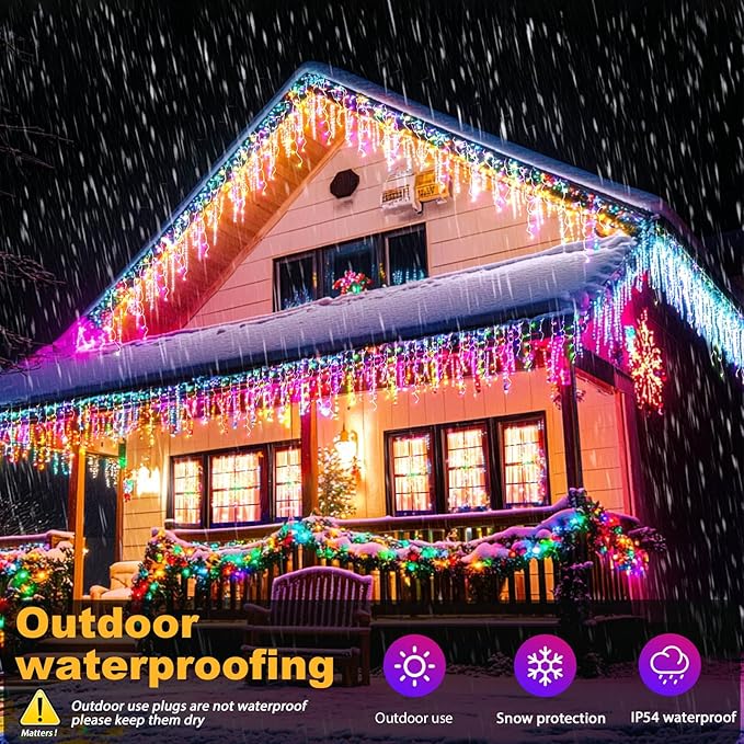 Christmas String Lights Outdoor, Warm White to Multicolor 98ft 1280 LEDs with App and Remote Control for Outside Yard Patio Eave Decorations