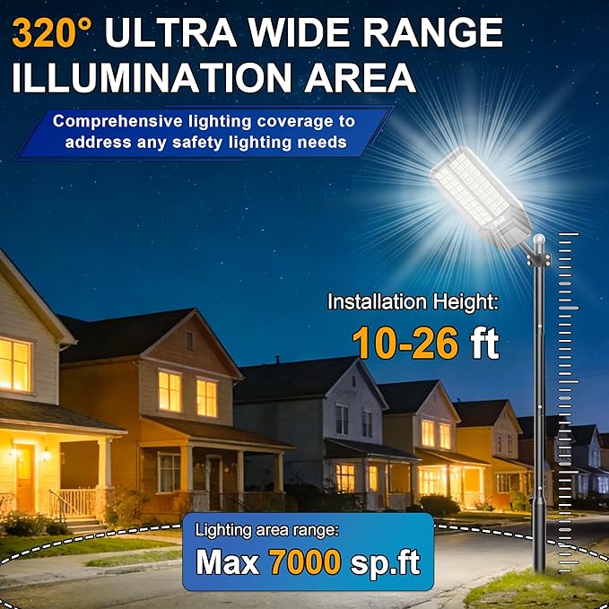 Solar Street Lights Outdoor Waterproof Dusk to Down Heavy Duty 10000W Commercial Large Solar Lights Outdoor Motion Sensor with Remote Control LED Parking Lot Flood Lights for Yard Garden Walkway
