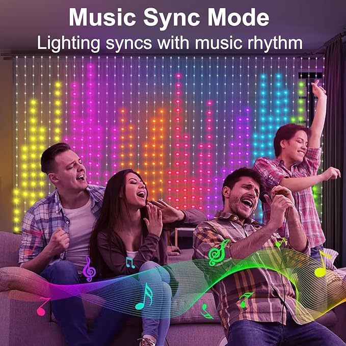 CCILAND Smart 800LED Curtain Lights 20Ft x 10Ft with App Programmable, Color Changing Dynamic DIY Curtain String Lights Music Sync for Christmas Indoor Outdoor Backdrop Decor