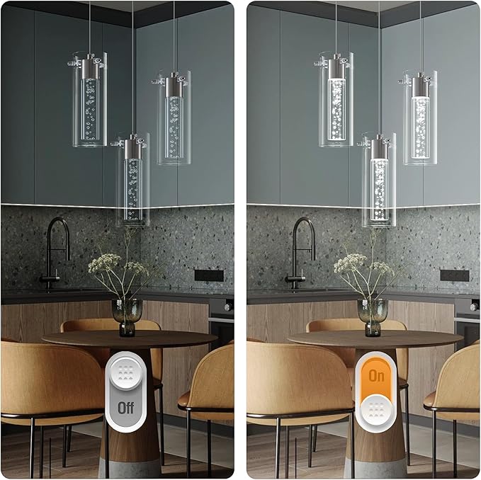 Pendant Lights Kitchen Island, 3-Light Brushed Nickel Pendant Light Fixtures, Cluster Kitchen Island Lights, LED 6000K Pendant Lighting, Modern Hanging Light Fixture for Dining Room Living Room
