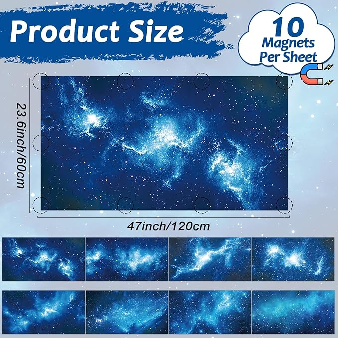 8 Pcs Fluorescent Light Covers with 80 Magnets Decorative for Classroom Ceiling Light 4 x 2 Feet Magnetic Light Covers Filter Easy Install for Office Hospitals & Home Drop Ceiling Supplies (Blue sky)