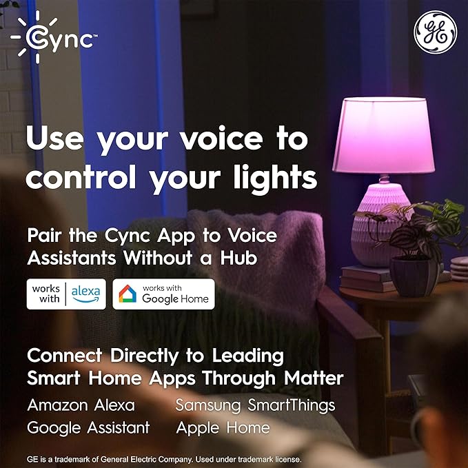 Cync GE Reveal Smart LED Wafer Downlight, Color Changing WiFi Light, Matter Compatible, Compatible with Alexa and Google Home, 4in, 3 Pack