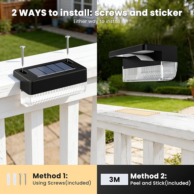 Solar Deck Lights Outdoor 16 Packs, Solar Powered LED Step Lights Waterproof Outdoor for Deck, Step, Fence, Wall, Patio, Yard, Pool, Pathway and Stairs (Warm White)