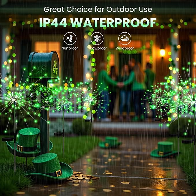 PEVOROS Garden Decor Solar Lights Outdoor,6 Pack 120LED Waterproof Colorful Solar Garden Lights Your Outdoor Decoration,Yard, Patio, Porch,Flower Pot,Pathway, for 4th of July(Green)