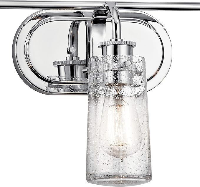 KICHLER Braelyn 24" 3 Light Vanity Light with Clear Seeded Glass Chrome