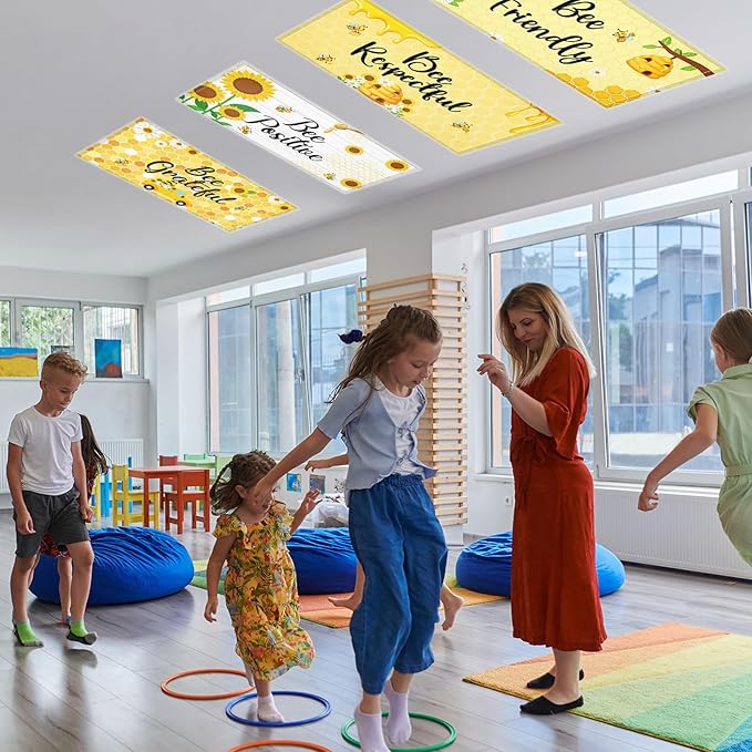6 Pcs Fluorescent Light Covers with 60 Magnets Decorative for Classroom Ceiling Light 4 x 2 Feet Magnetic Lights Covers Filter Easy Install for Office Hospitals & Home Drop Ceiling Supplies (BEE)