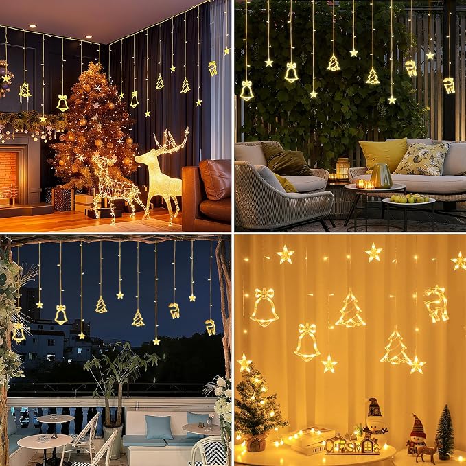 Curtain String Light Decorations 11.48FT Connectable Warm White Hanging Home Lamp USB Powered Fairy Light Indoor/Outdoor for Family Party Decor
