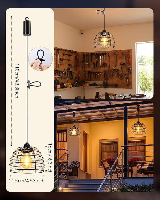 Battery Operated Hanging Outdoor Chandelier, 4/6/8 H Timer, Dimmable Bohemian Hanging Shed Gazebo Lights Outdoor Waterproof for Patio, Porch, Gazebo, Pergola, Kitchen Decor Lighting