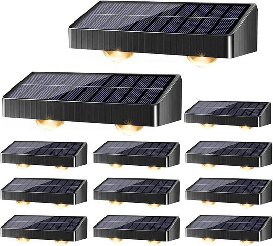 Brizled Solar Fence Lights Outdoor, 12 Pack 6 Modes 2700/4500/6500K 250ml Fence Solar Lights, IP65 Waterproof Outdoor Wall Light Landscape Lighting for Backyard Garden Patio Deck Railing Wall Poolside