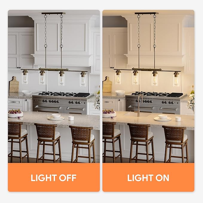 VONLUCE Kitchen Island Lighting, Dining Room Light Fixture Over Table with Glass Shade