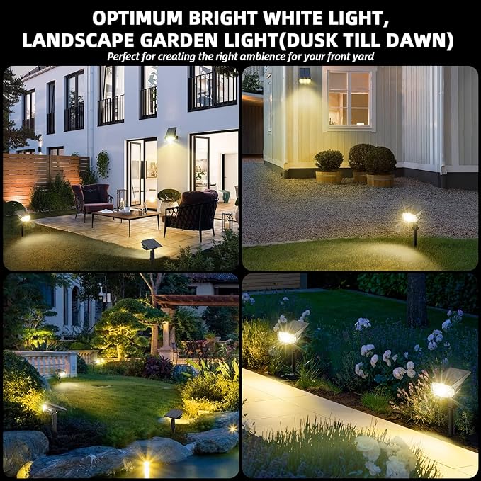 LEREKAM Solar Spot Lights Outdoor Landscape Light, 40 LEDs Solar Landscape Spotlights Outdoor Waterproof Auto On/Off Garden Lights, Outdoor Solar Lights for Yard Palm Tree Driveway Patio Pool