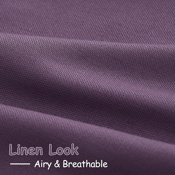 Plum Linen Curtains 108 Inches Long for Living Room 2 Panels Set Extra Long Back Tab Curtain Semi Sheer Light Filtering Plum Drapes Floor to Ceiling Curtains for Large Windows 52x108