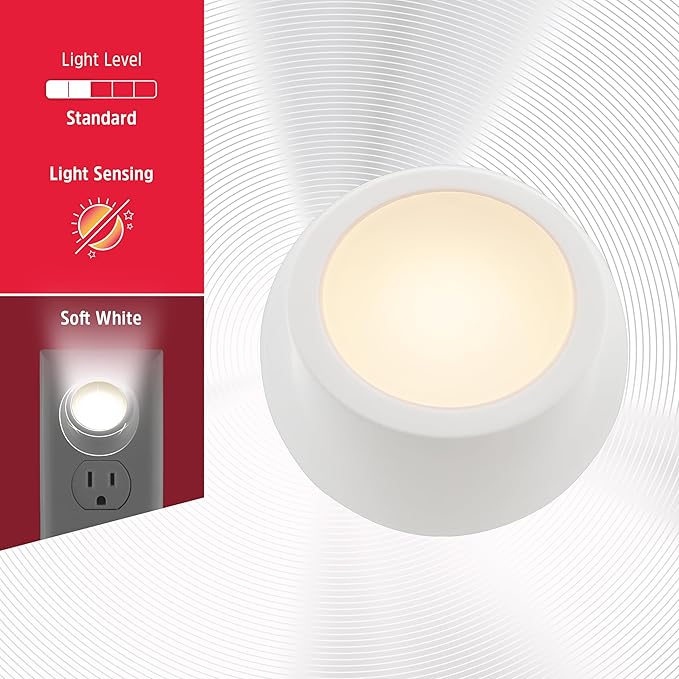 Energizer LED Rotating Night Lights Plug Into Wall Dusk to Dawn Sensor Home Decor Apartment Essentials Ambient Lighting Nightlight 40293 2 Pack