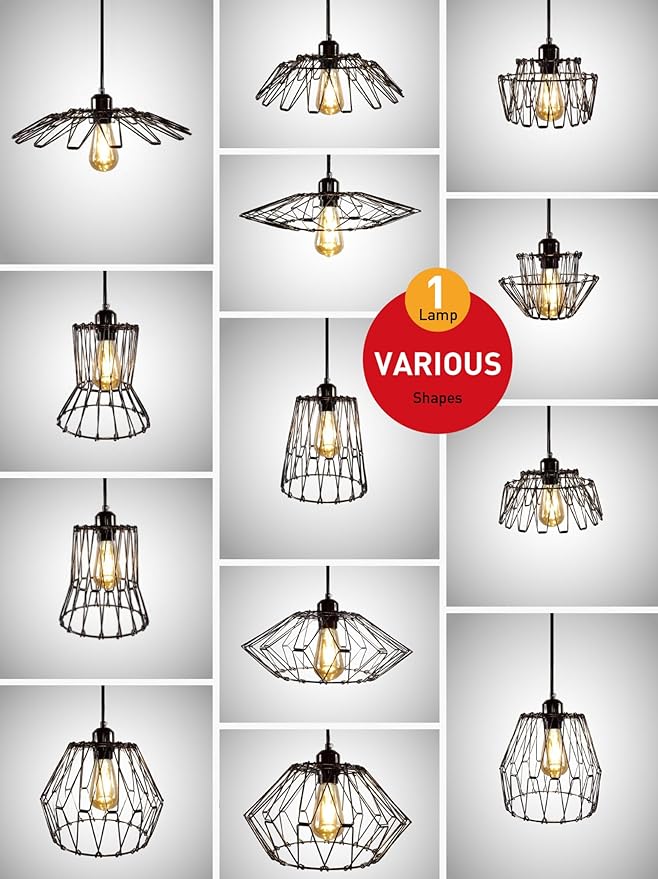 KOSTA Pendant Light, Hanging Light Fixtures with Metal Cage Lamp Shade Covers Decorative, Vintage Retro Industrial Style for Foyer, Bar, Restaurant, 14.4 Inch, E26, Bulb Not Included