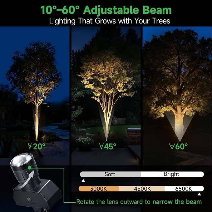Outdoor Solar Spotlight, Adjustable Angle Landscape Spotlight Waterproof, 2500mAh All Night Separate Panel LED Uplight Dusk to Dawn, 5 Lighting Modes for Outside Patio Wall Path House 4 Pack