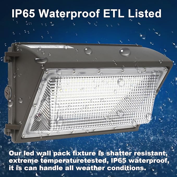 60W LED Wall Pack Light with Dusk to Dawn Photocell,9600LM 5000K Daylight,AC100-277V Input,400W HPS/HID Replacement, Warehouses,Industrial,Building Perimeters,Garden Garage,ETL Listed,
