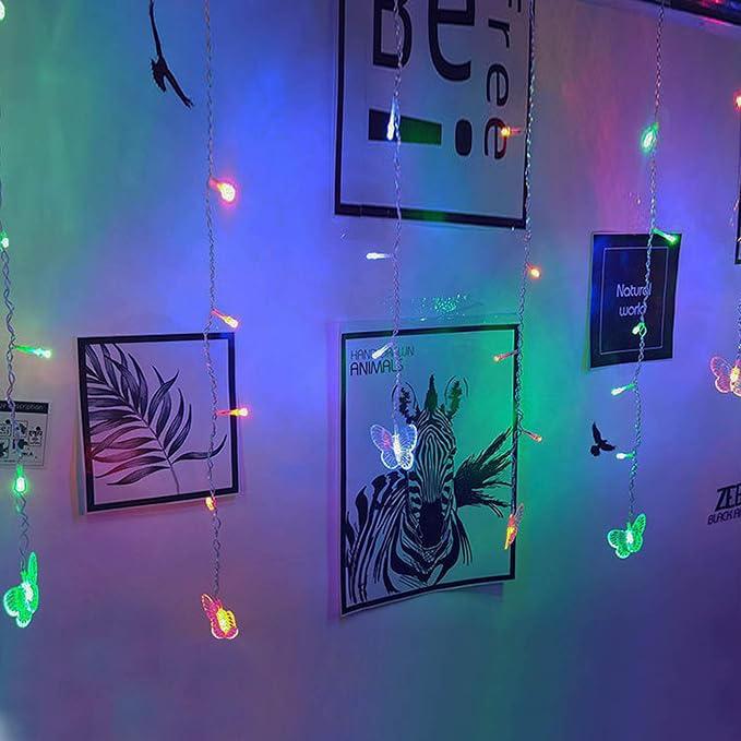 Butterfly Curtain Fairy Light, 8 Modes 120 LED USB Window Firefly Twinkle Timer String Lights 24 Butterflies with Remote, Waterproof Copper Wire for Room Bedroom Christmas Wedding Party Dorm Patio