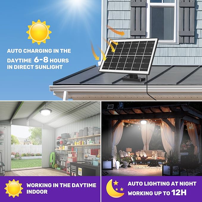 Solar Shed Light Outdoor Indoor, Upgrade 244 LED 360° Lighting Motion Sensor Pendant Light, Waterproof Solar Lights with Remote Control, Timer, 5 Modes for Shed Gazebo Garage Barn (2)
