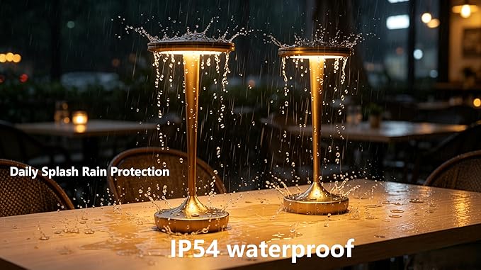 YHT 72Hrs Cordless Table Lamps Rechargeable, 6000mAh Battery Portable LED Touch Table Lamp, 3-Color Stepless Dimming, for Outdoor, Dinning, Patio, Restaurant, Kitchen (2 Black)
