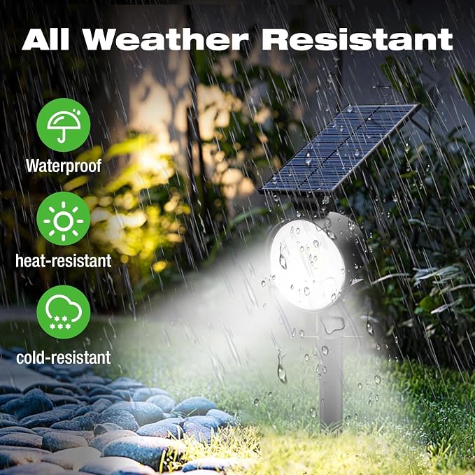 nipify 1 Pack Solar Lights Outdoor Waterproof, 3 CCT Solar Spot Lights with 2 Brightness Landscape Spotlights for Outside Garden Yard Trees