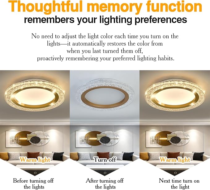 UOFUS 19.68inch Large Gold Flush Mount Ceiling Light 75W Modern Round LED Ceiling Light Fixture 3000K-6000K Super Bright Circle Ceiling Lamp for Living Room Dining Room Bedroom Kitchen Bathroom