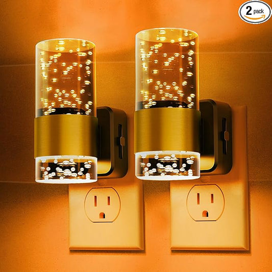 L LOHAS LED Night Lights Plug into wall, Amber Night Light with Adjustable Brightness, Plug in NightLight with Auto Light Sensor, Wall Sconce-Style Design Night Light for Bathroom,Hallway, 2 Pack