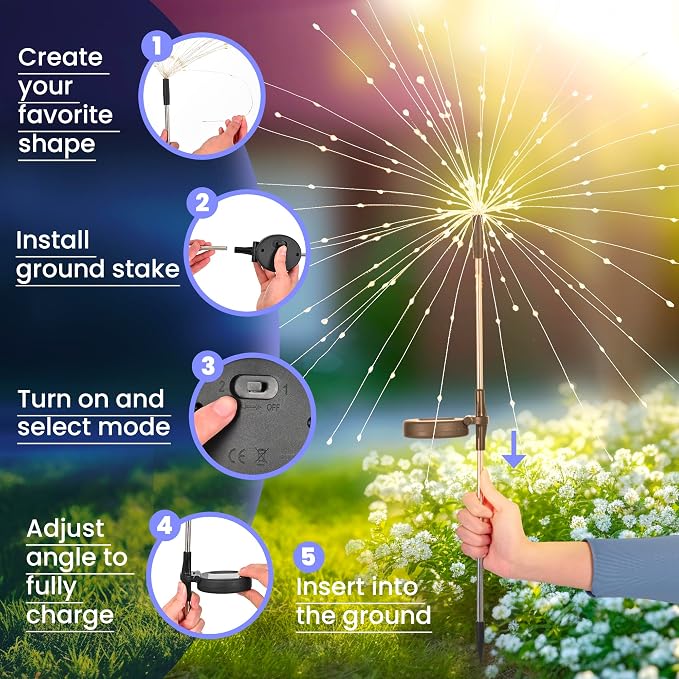 GIGALUMI Garden Outdoor Decor Lights 120LED 2Pack, Solar Garden Lights for Yard Outside Fairy Decorative,Solar Powered for Yard Pathway Flowerbed Planter Balcony Patio Decor（Purple）