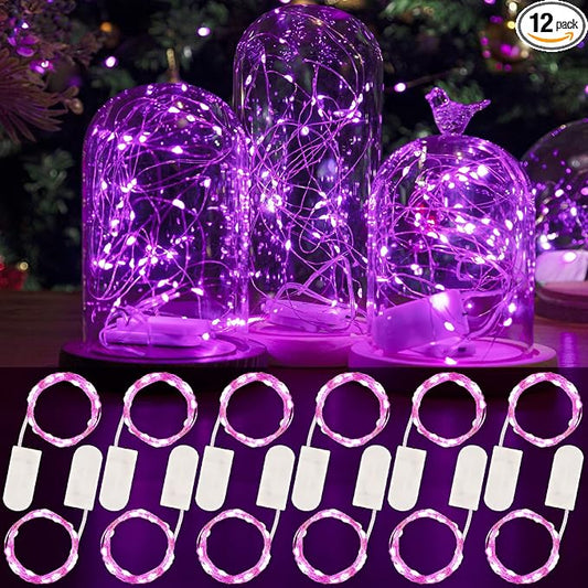 HXWEIYE 12 Pack Fairy Lights Battery Operated, 7ft 20LED Mini Twinkle String Light for Mason Jar DIY Wedding Table Centerpieces Party Bedroom Christmas (Pink)