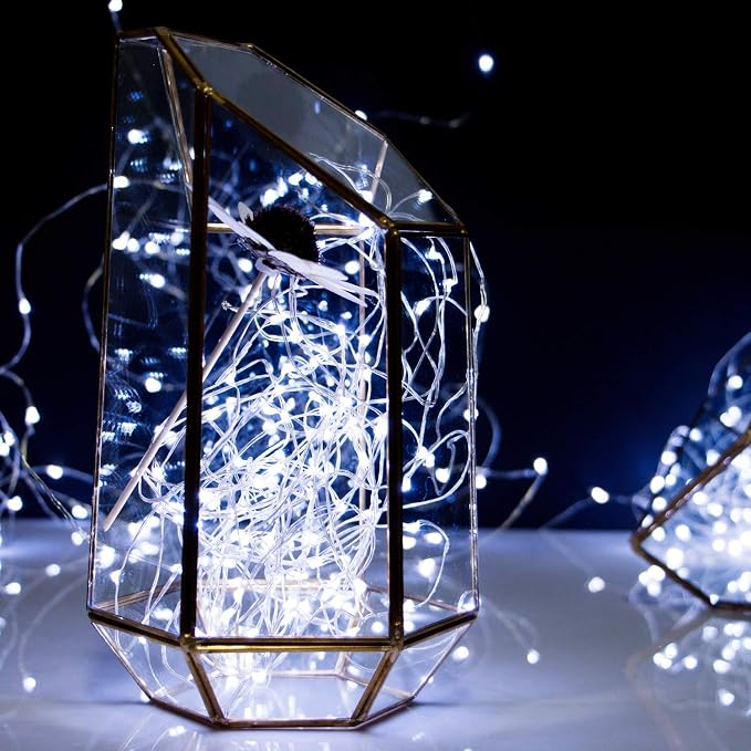 Solar Fairy Lights,33Ft 100 LED Solar String Lights with 8 Modes Pure White | IP65 Waterproof Solar Twinkle Lights Outdoor & Indoor, Patio Lights for Tree Garden Party Wedding Christmas Decoration
