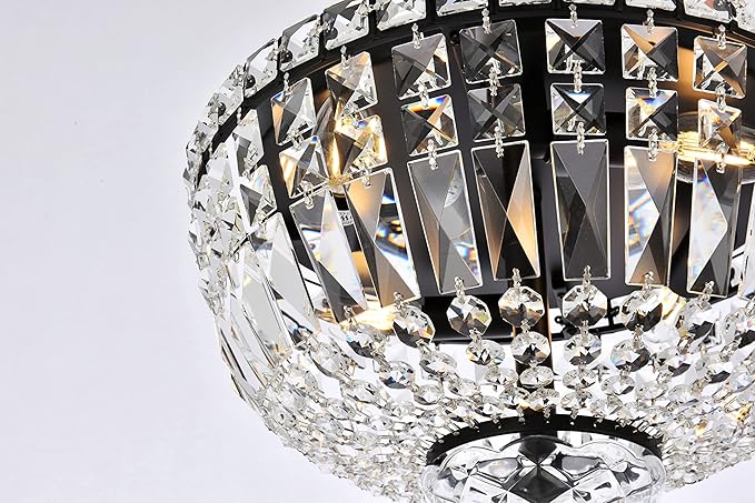 Elegant Lighting 2528F14G/RC Royal Cut Clear Crystal Tranquil 4-Light, Single-Tier Flush Mount Crystal Chandelier, Gold Finish