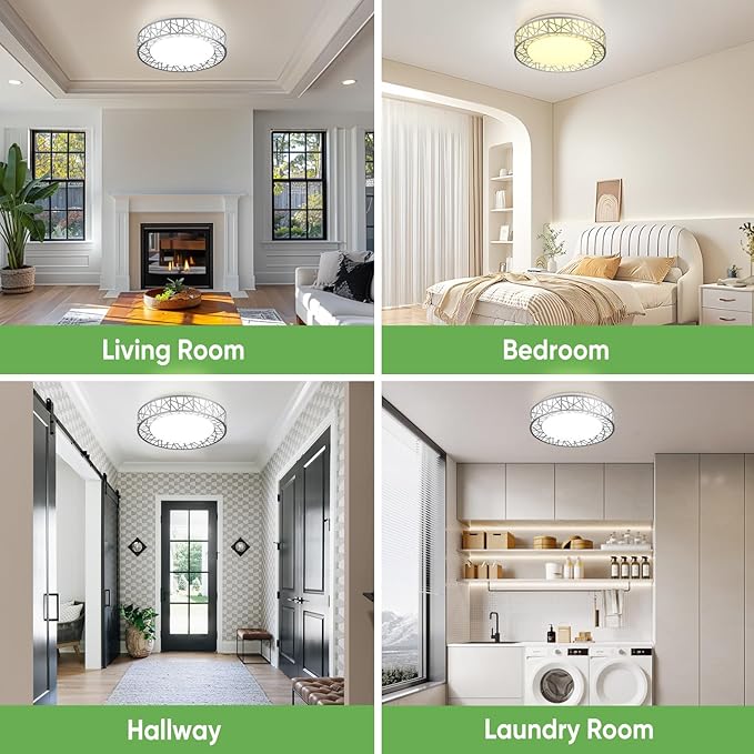 Lightania 12 Inch Flush Mount Ceiling Light, Modern Brushed Nickel LED Ceiling Light Fixture, 20W 1400LM 2700-6500K Adjustable, Dimmable Ceiling Lights for Bedroom, Kitchen, Hallway, Bathroom, ETL