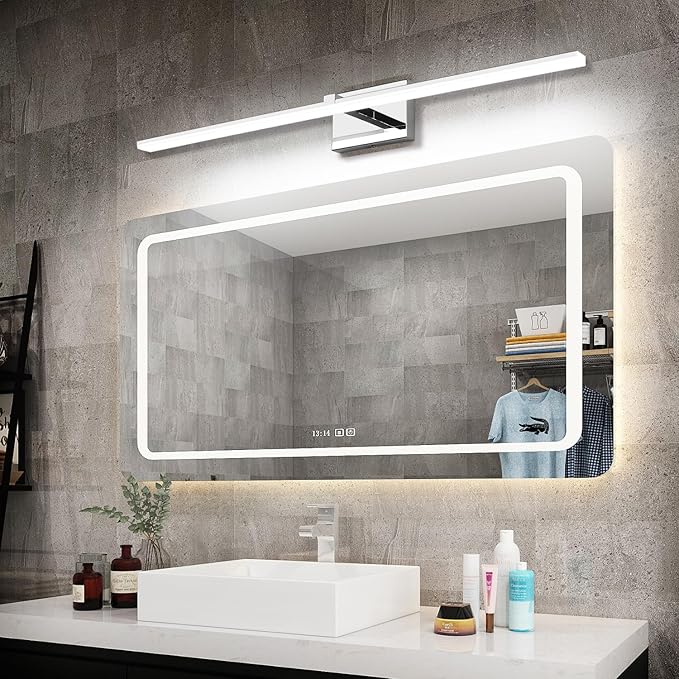 ZUZITO 40in Chrome Bathroom Vanity Light Modern LED Bathroom Light Fixtures 5CCT Dimmable 28W Vanity Light Bar for Bath