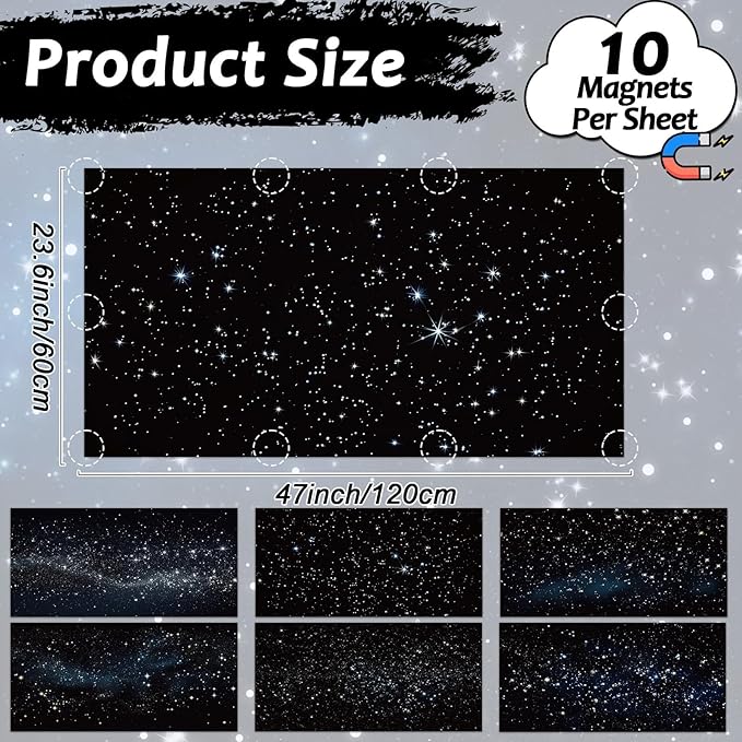 6 Pcs Fluorescent Light Covers with 60 Magnets Decorative for Classroom Ceiling Light 4 x 2 Feet Magnetic Light Covers Filter Easy Install for Office Hospitals & Home Drop Ceiling Supplies (Star)