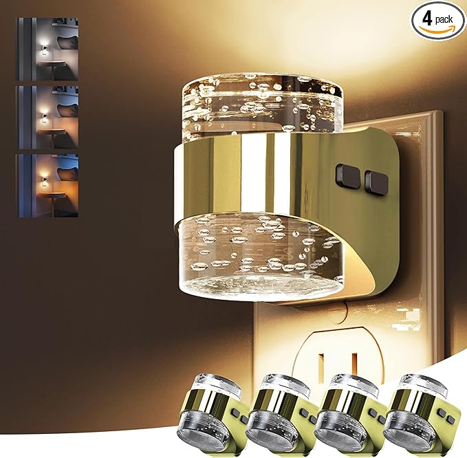 L LOHAS LED 4 Pack 3CCT Night Lights Plug into Wall, 3000K/4000k/5000K Adjustable Color Temperature Night Light,Bubble Nightlight with Dusk to Dawn Sensor for Rooms Bathroom Hallway