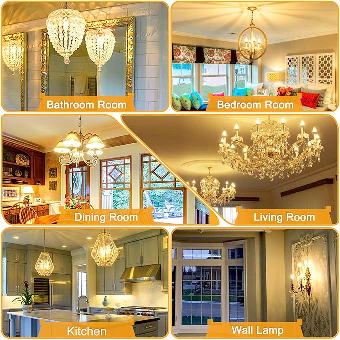 Sailstar E12 LED Bulb 60W Equivalent, 500 Lumens, Ceiling Fan Light Bulbs Soft White 2700K, Type B Light Bulb 5W, CRI 85, B11 Small Base Candelabra LED Light Bulbs, Non-dimmable, Pack of 10