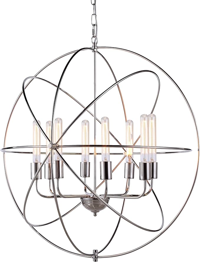 Elegant Lighting Vienna Collection 8-Light Pendant Lamp, Polished Nickel Finish