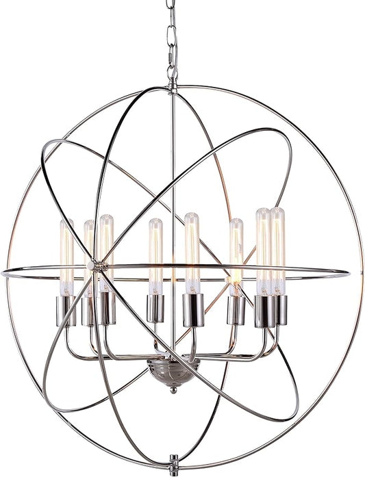 Elegant Lighting Vienna Collection 8-Light Pendant Lamp, Polished Nickel Finish