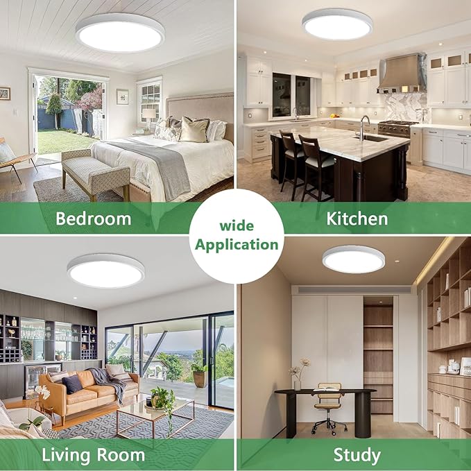 20 Inch Large LED Flush Mount Ceiling Light, 40W,4350LM, 3000K/4000K/6000K CCT Selectable,White Round Flat Panel Light Low Profile Ceiling Light Fitures for Hallway, Kitchen, Bedroom, Laundry Room
