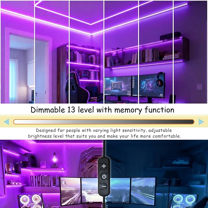 Purple Led Lights Strip for Bedroom Indoor Rope Lights Black Pagage Led Light Strip Kit Easy DIY Cuttable Tape Lights for Room Bathroom Living Room Kitchen Ceiling Wall Vanity Mirror Decor