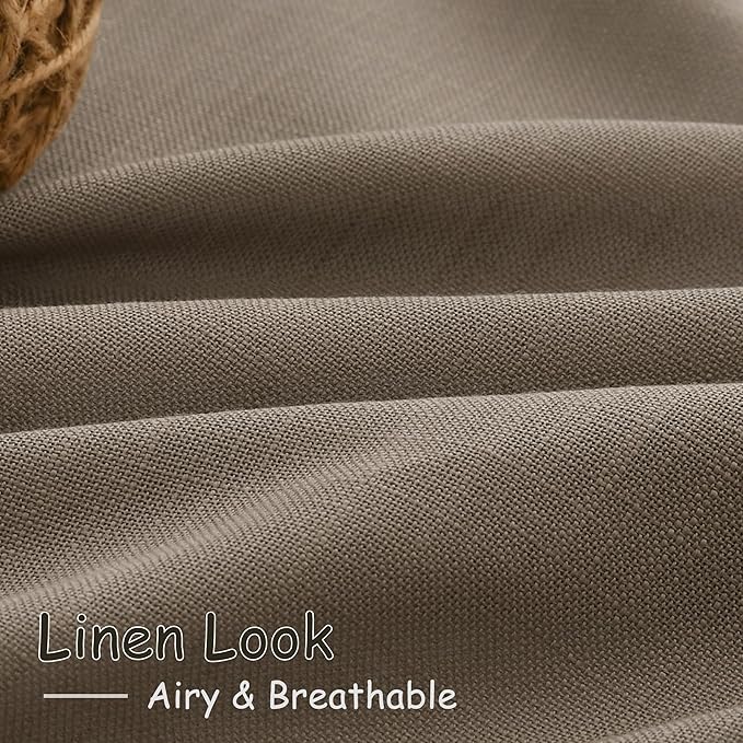 Dark Taupe Linen Curtains 96 Inches Long for Living Room 2 Panels Back Tab Pocket Semi Sheer Privacy Light Filtering Modern Farmhouse Curtains Flax Linen Bedroom Curtain Drapes for Bedroom 40x96