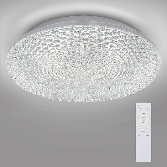 OOWOLF Flush Mount LED Ceiling Light Fixture, 2700K-6500K Super Bright 36W 3600LM 13.78 Inch Dimmable Warm/White Light Kitchen Light Modern Ceiling Lamp for Bedroom Bathroom, Chandeliers with Remote