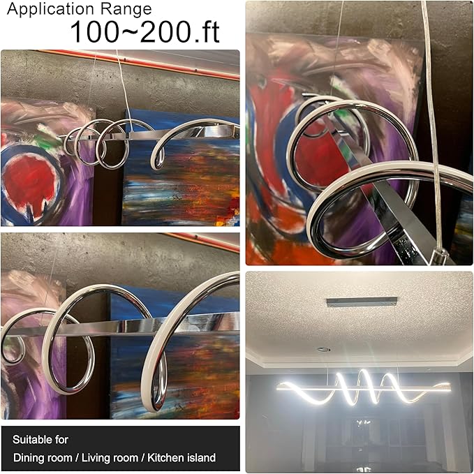 Modern LED Pendant Light for Kitchen Island Lighting,Dimmable Modern Chandelier Color Changing Dining Room Chandelier Light Fixture Creative Twisted into Beautiful Shape in Electroplated Chrome