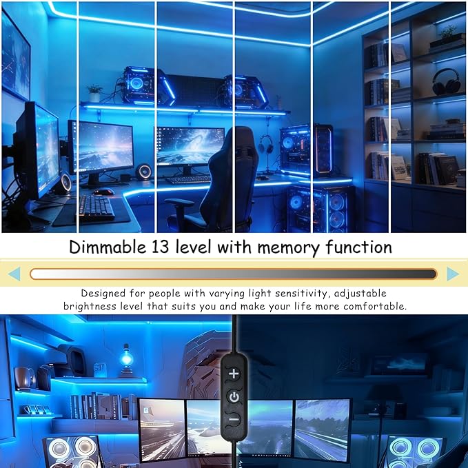 Blue 30ft Led Lights Strip Indoor Rope Lights Easy DIY Cuttable Strip Lights for Fish Tank Bar Room Bathroom Living Room Kitchen Ceiling Wall Vanity Mirror Decor