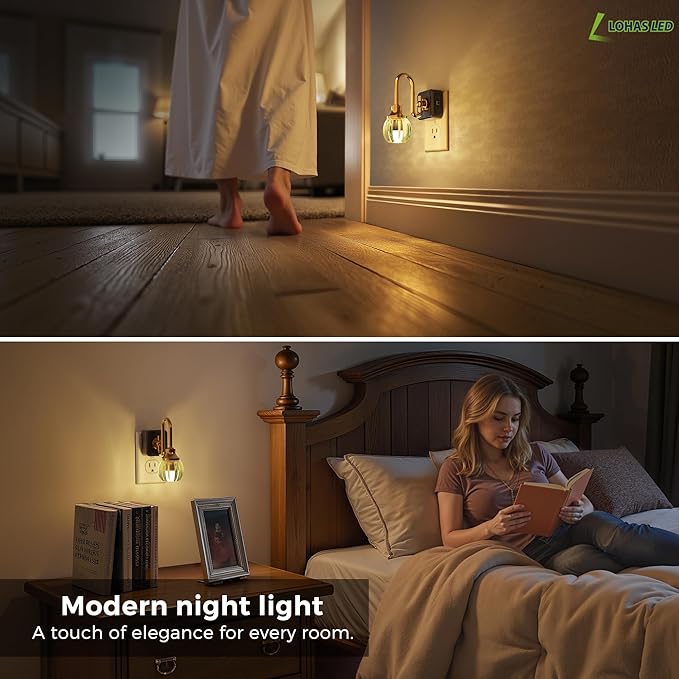 L LOHAS LED Night Lights Plug into Wall, 3000K Soft White LED, Flower Night Lights with Dusk to Dawn Sensor, 0-100lm Adjustable Brightness, for Hallway Bedroom Stairway