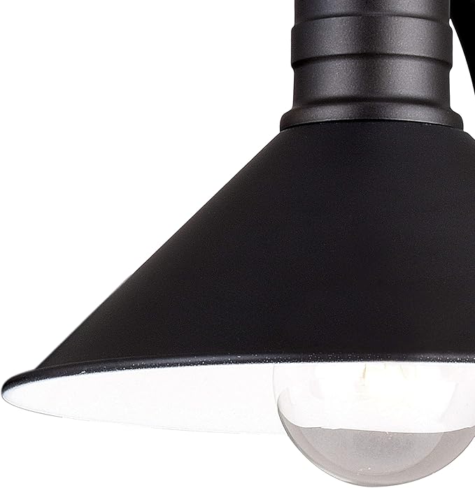 VAXCEL Akron 3-Light 28 inch Wide Oil Rubbed Bronze and Matte White Farmhouse Bathroom Vanity Lighting Fixture, Metal Shade, Dimmable, LED Compatible, Over The Mirror Mounted Steel Wall Sconce