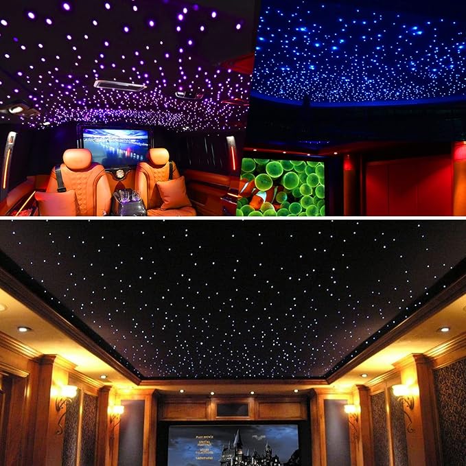 CHINLY Meteor Twinkle 460pcs 9.8ft 0.03in Star Headliner Fiber Optic Lights kit+Shooting Stars Light kit,Music Mode Bluetooth APP Control Remote,RGBW Star Lights for car Headliner/Ceiling/Theater